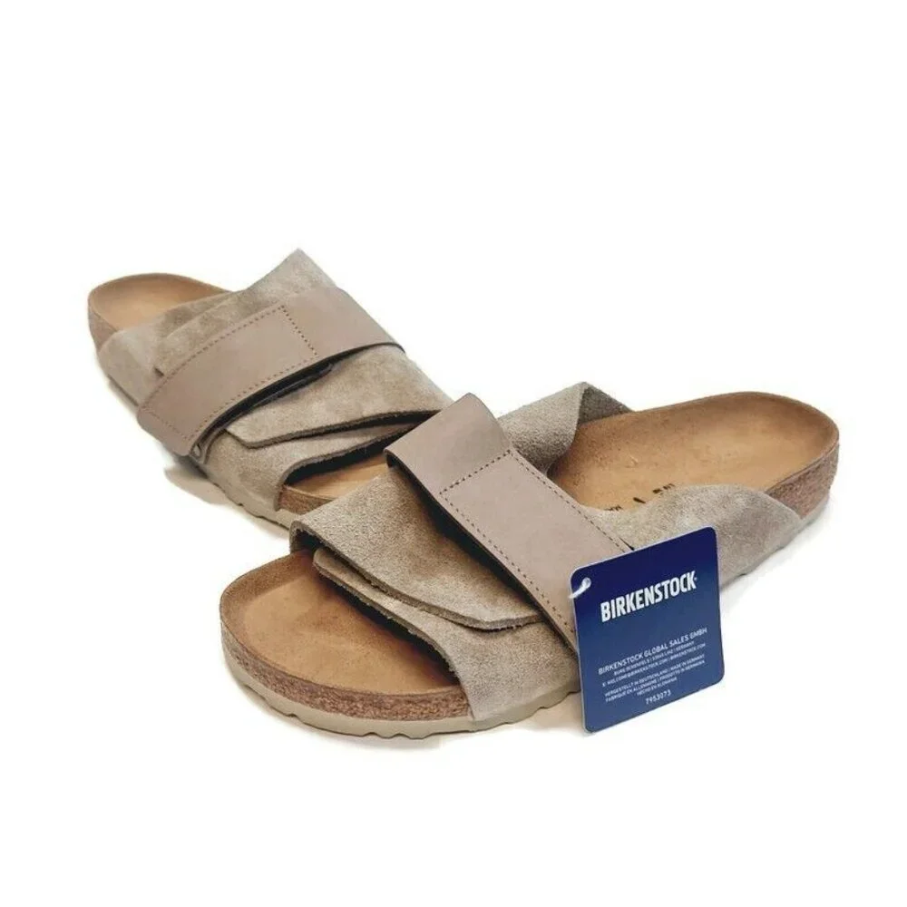 Birkenstock Kyoto Nubuck Suede Leather Sandals Womens 10 Mens 8 Taupe - Picture 5 of 10